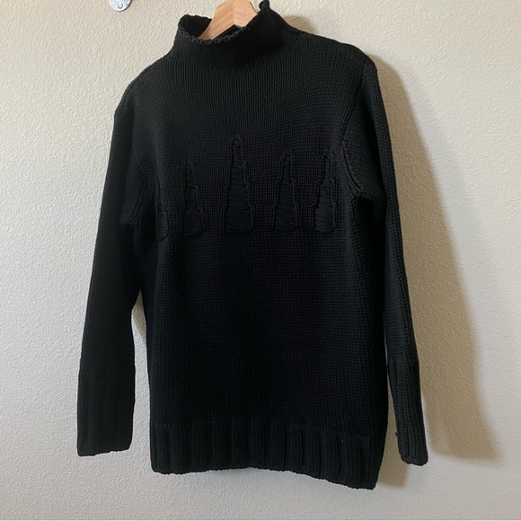 Jill Sander Chunky Knit Mock Neck Pullover Sweater Sz:36 Black - Picture 3 of 9